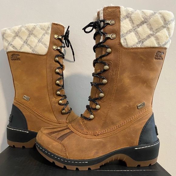 SOREL Whistler Tall Camel Brown Black Cream Gray Winter Lace Up Boots Shoes Sz 6 - Picture 6 of 10